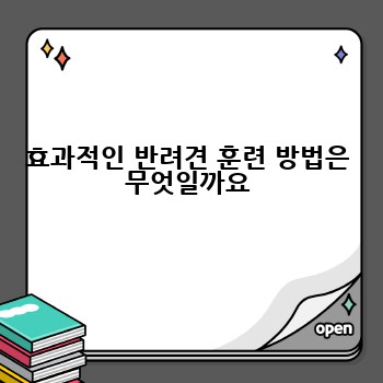 효과적인 반려견 훈련 방법은 무엇일까요