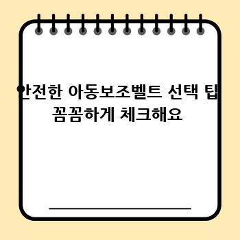 우리 아이 안전 최고! 아동보조벨트 선택 가이드