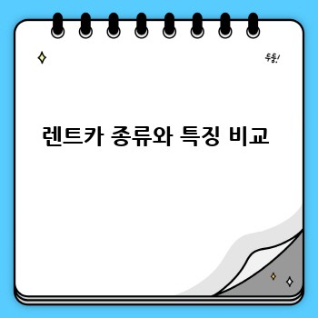 렌트카 종류와 특징 비교