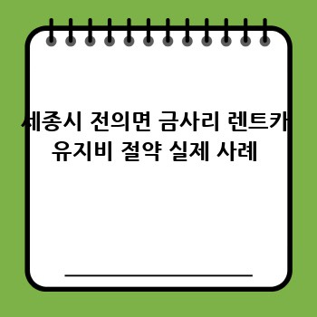 세종시 전의면 금사리 렌트카 유지비 절약 실제 사례