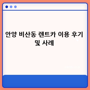 안양 비산동 렌트카 이용 후기 및 사례