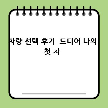 차량 선택 후기  드디어 나의 첫 차 