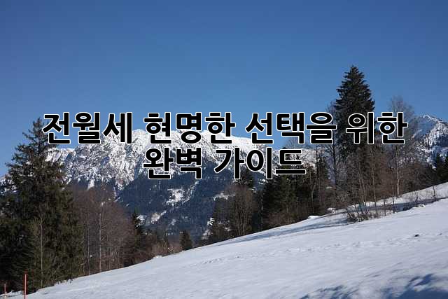 전월세, 현명한 선택을 위한 완벽 가이드